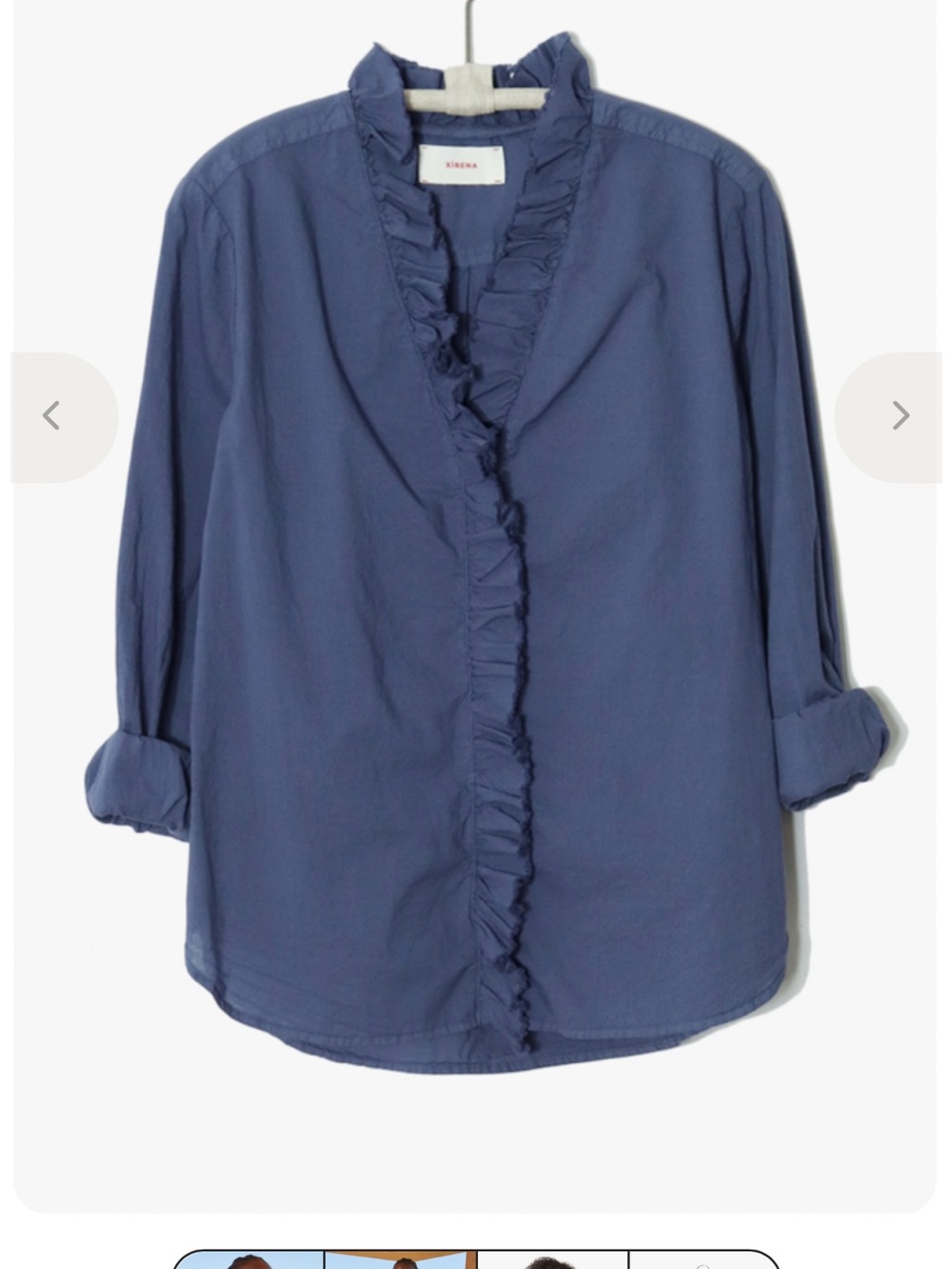 Xirena Women’s Blue Ruffled Button-Front Top - Picture 10 of 10